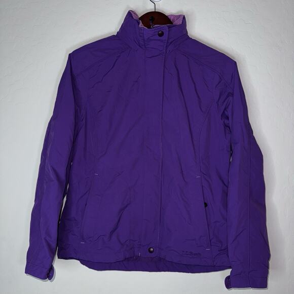 L.L. Bean Women's Purple Hooded Windbreaker Rain Jacket Full Zip Size Small - Picture 1 of 9